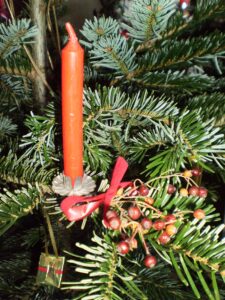 Weihnachtsschmuck mit Hagebutten