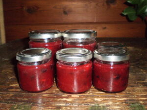 Fertige Wildfruchtmarmelade im Glas